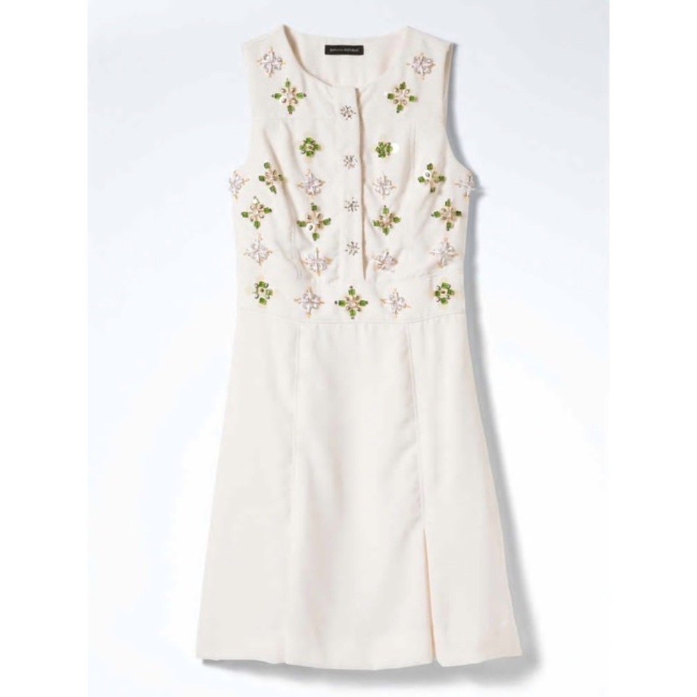 Banana Republic Ivory Embellished Sleeveless Dress